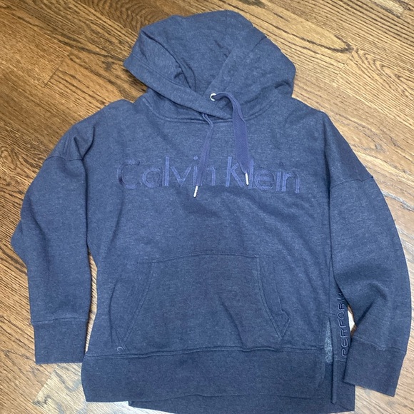 Calvin Klein Blue Embossed Hoodie NWOT Sz. Small - Picture 1 of 4